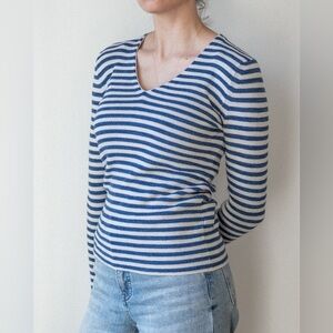 Banana Republic Blue and White Striped Top
